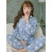 Spring and autumn cute Japanese cotton kimono pajamas female Korean long-sleeved cardigan thin section tracksuit suit