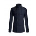 Men's Casual/Daily / Work Simple Trench Coat,Solid Stand Long Sleeve Fall / Winter Blue / Black / Brown / Gray Others Medium